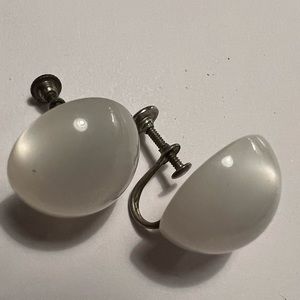 Moon glow lucite screw  earrings authentic MCM vintage bubble MOONGLOW cabochon
